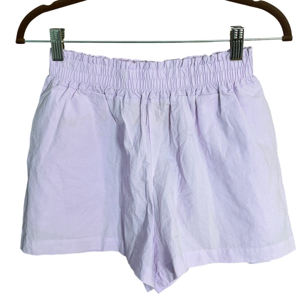 Araminta James Lilac Cotton Lounge Shorts XS Paperbag Waist Resort Pajama Summer - Picture 1 of 4